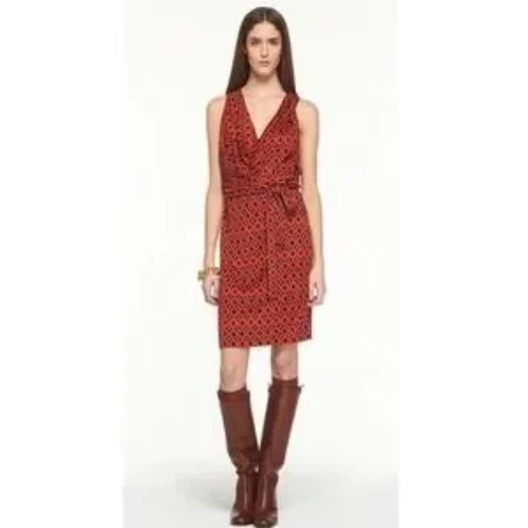 DVF Keesa Cowl Neck Wrap Belted Silk Dress - Picture 10 of 10